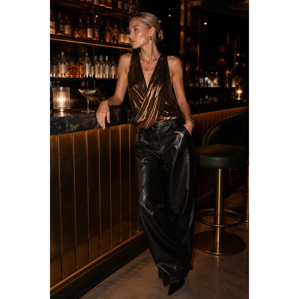 A.L.C. Metallic Crossover Sleeveless Top